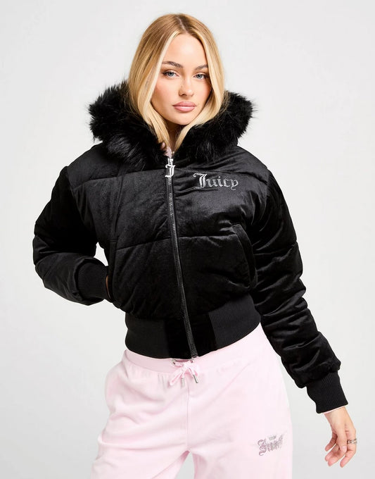 Diamante Velour Padded Jacket